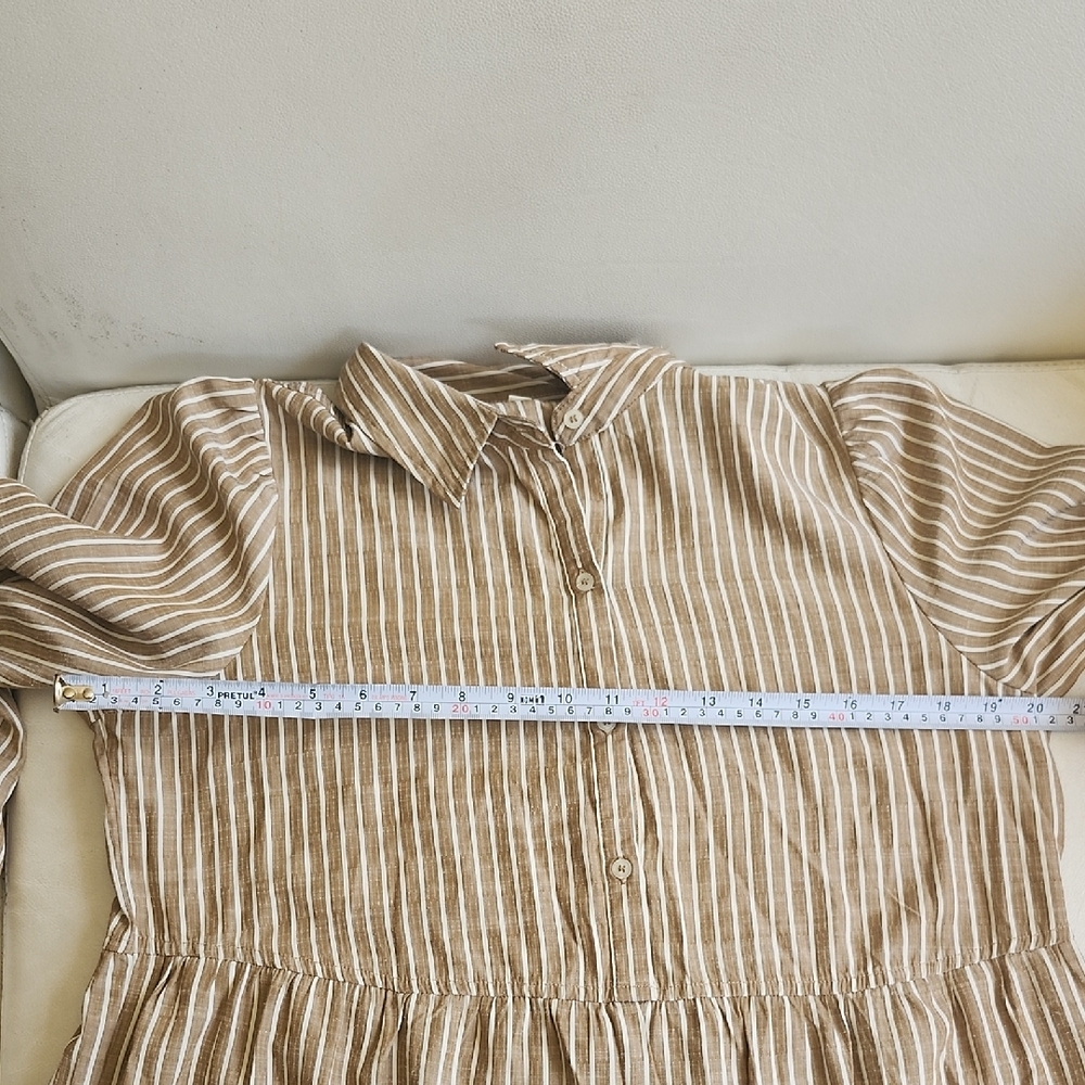 Max Studio Bohemian Beige Striped Long Sleeve Dress - Picture 10 of 16